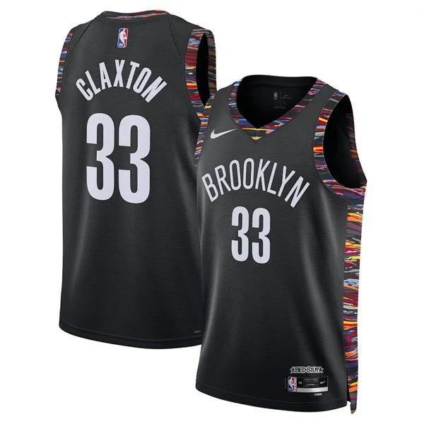 Mens  Brooklyn Nets #33 Nic Claxton 2025-26 Black City Edition Swingman Jersey