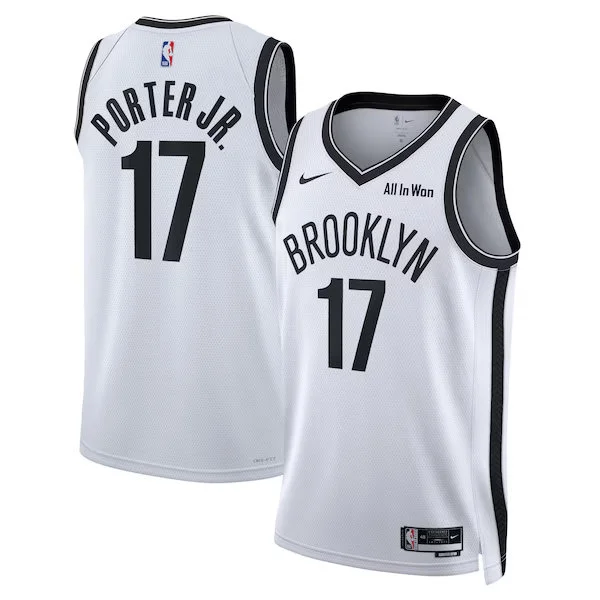 Mens Brooklyn Nets #17 Michael Porter Jr. Nike White Association Edition Swingman Jersey
