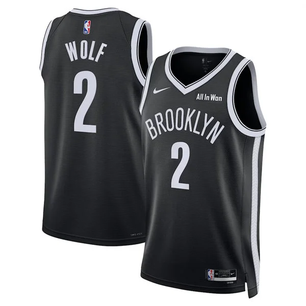 Mens Brooklyn Nets #2 Danny Wolf Nike Black Icon Edition Swingman Jersey