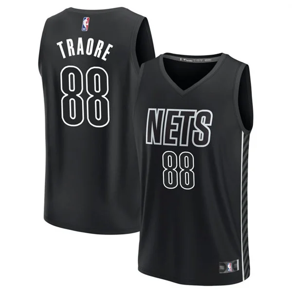 Mens Brooklyn Nets #88 Nolan Traore Black Statement Edition Swingman Jersey