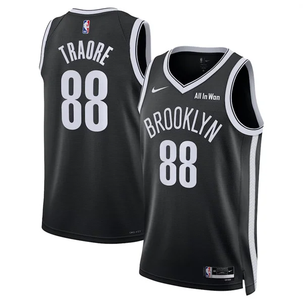 Mens Brooklyn Nets #88 Nolan Traore Nike Black Icon Edition Swingman Jersey