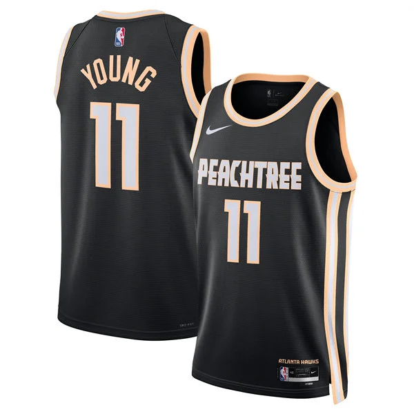Mens Atlanta Hawks #11 Trae Young Black 2025-26 City Edition Swingman Jersey