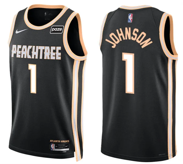Mens Atlanta Hawks #1 Jalen Johnson Black 2025-26 City Edition Swingman Jersey