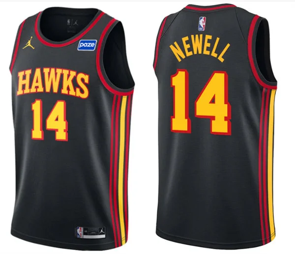 Mens Atlanta Hawks #14 Asa Newell Black Statement Edition Swingman Jersey