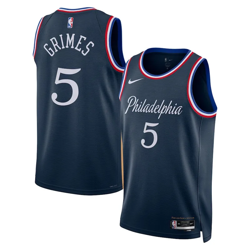 Mens Philadelphia 76ers #5 Quentin Grimes Nike Navy 2025-26 City Edition Swingman Jersey