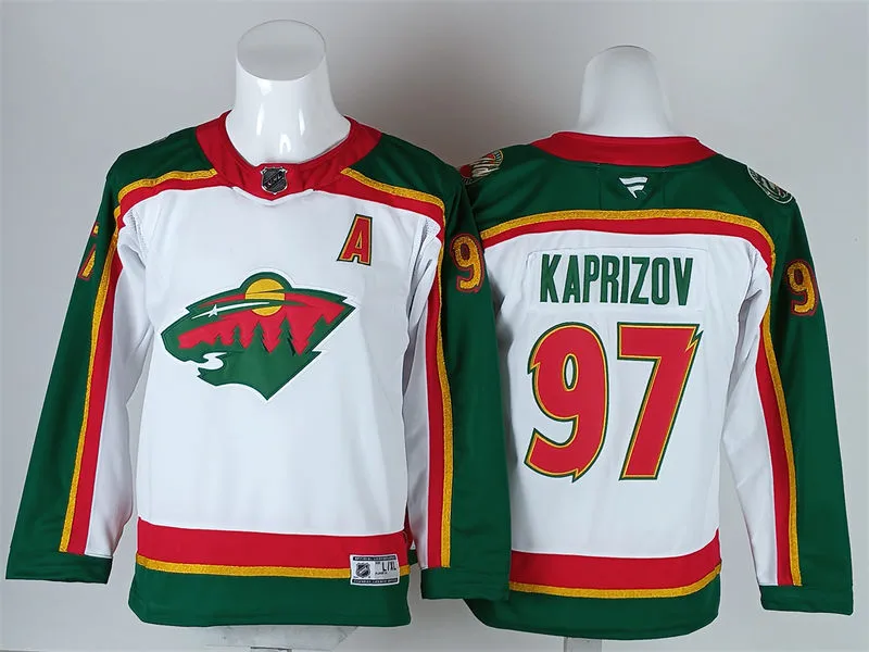 Youth Minnesota Wild #97 Kirill Kaprizov White 25th Anniversary Jersey