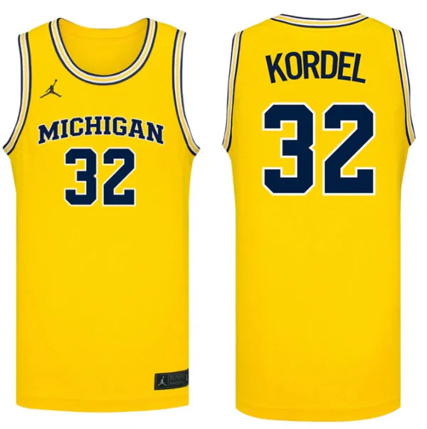 Michigan Wolverines #32 Malick Kordel Maize College Basketball Game Jersey