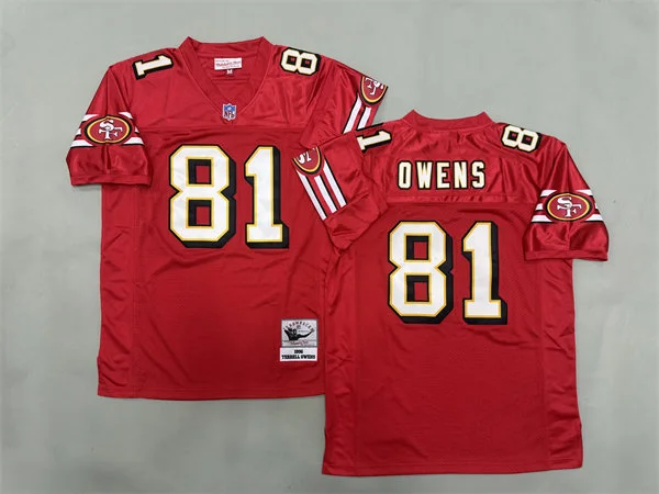 Men's San Francisco 49ers #81 Terrell Owens 1996  Red Legacy Jersey