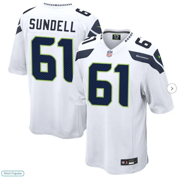 Men's Seattle Seahawks #61 Jalen Sundell Nike White Vapor F.U.S.E. Limited Jersey