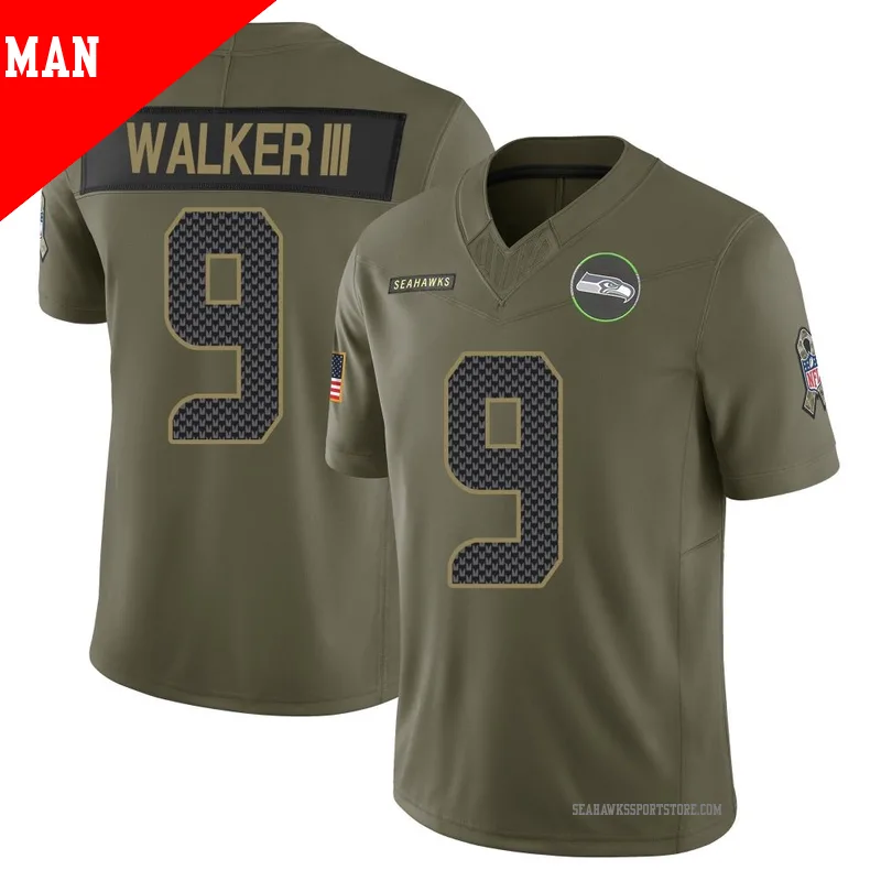 Men's Seattle Seahawks #9 Kenneth Walker III 2025 Salute to Service Limited Jersey - Olive