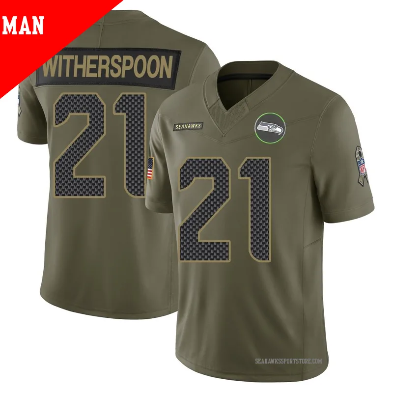 Men's Seattle Seahawks #21 Devon Witherspoon 2025 Salute to Service Limited Jersey - Olive