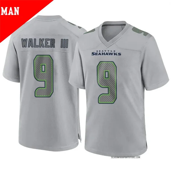 Men's Seattle Seahawks #9 Kenneth Walker III Nike Gray Atmosphere Fashion Game Jersey