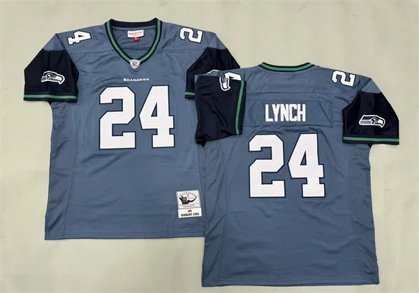 Mens Seattle Seahawks #24 Marshawn Lynch 2010 Legacy Jersey Silvery