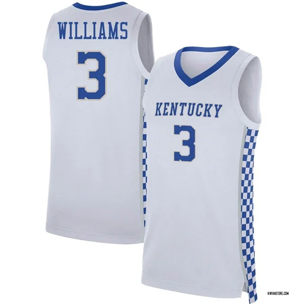 Kentucky Wildcats #3 Kam Williams White with pattern Basketball Limited Jersey