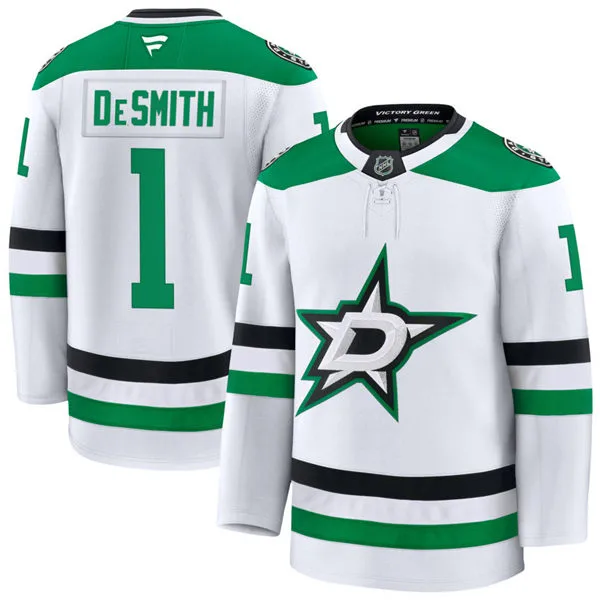 Men's Dallas Stars #1 Casey DeSmith Fanatics White Away Premium Jersey