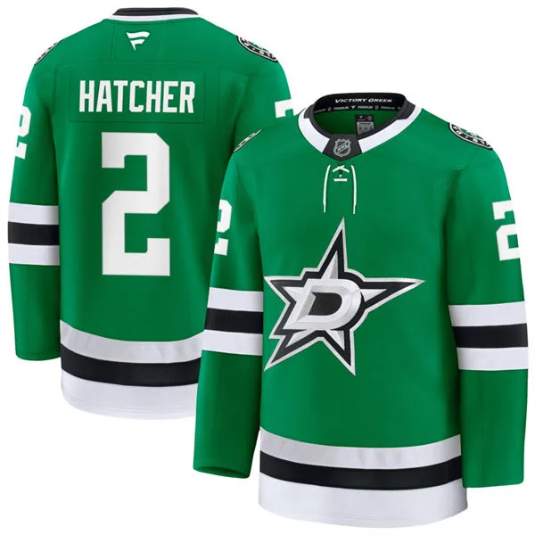 Men's Dallas Stars Retired Player #2 Derian Hatcher Fanatics Home Kelly Green Premium Jersey
