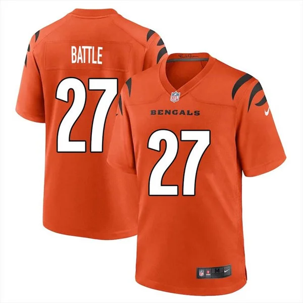 Mens Cincinnati Bengals #27 Jordan Battle Orange Alternate Vapor F.U.S.E. Limited Jersey