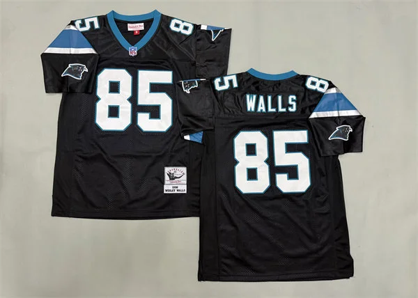 Mens Carolina Panthers #85 Wesley Walls 1996 Black Throwback Jersey