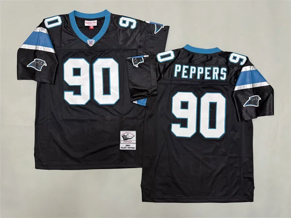 Mens Carolina Panthers #90 Julius Peppers 2003 Black Throwback Jersey