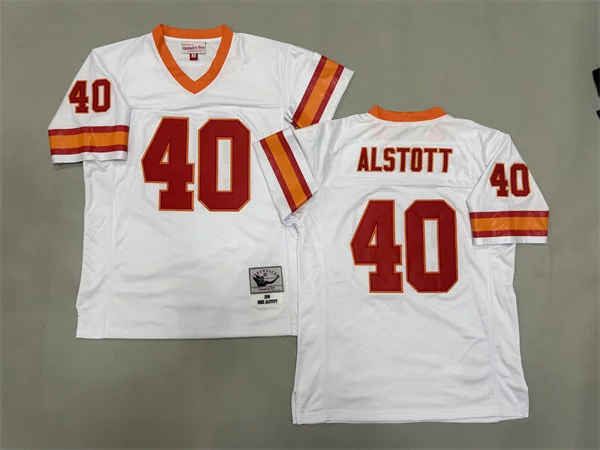 Men's Tampa Bay Buccaneers #40 Mike Alstott 1996 White Throwback Jersey