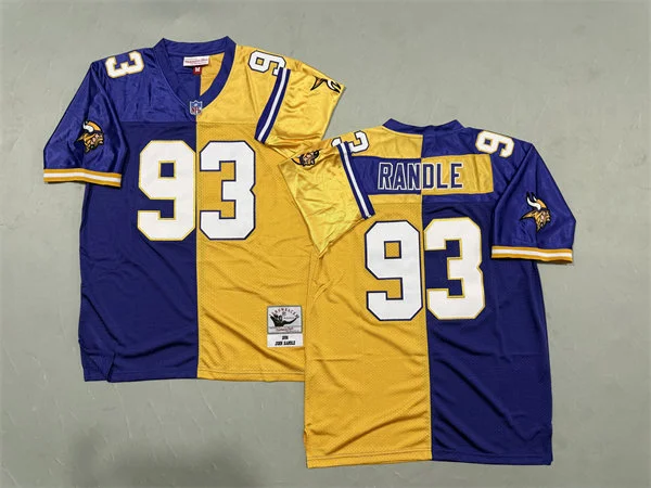 Mens Minnesota Vikings #93 John Randle 1998 Purple Gold Split Two Tone Legacy Jersey