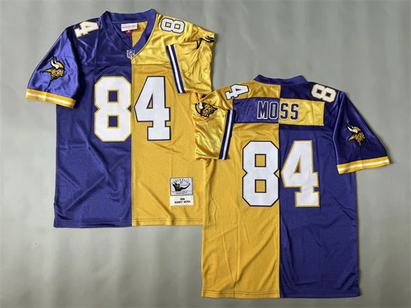Men's Minnesota Vikings #84 Randy Moss 1998 Purple Gold Split Two Tone Legacy Jersey