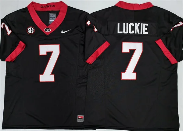 Mens Georgia Bulldogs #7 Lawson Luckie Black College Football Game Jersey