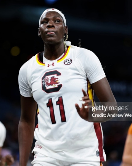 Unisex South Carolina Gamecocks #11 Madina Okot White Yellow Women's Basketball Limited Jersey