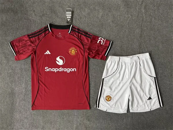 Mens Manchester United Blank 2025 Red Home Soccer Jersey kit