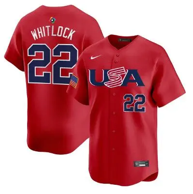 USA #22 Garrett Whitlock Nike Red 2023 World Baseball Classic Game Jersey