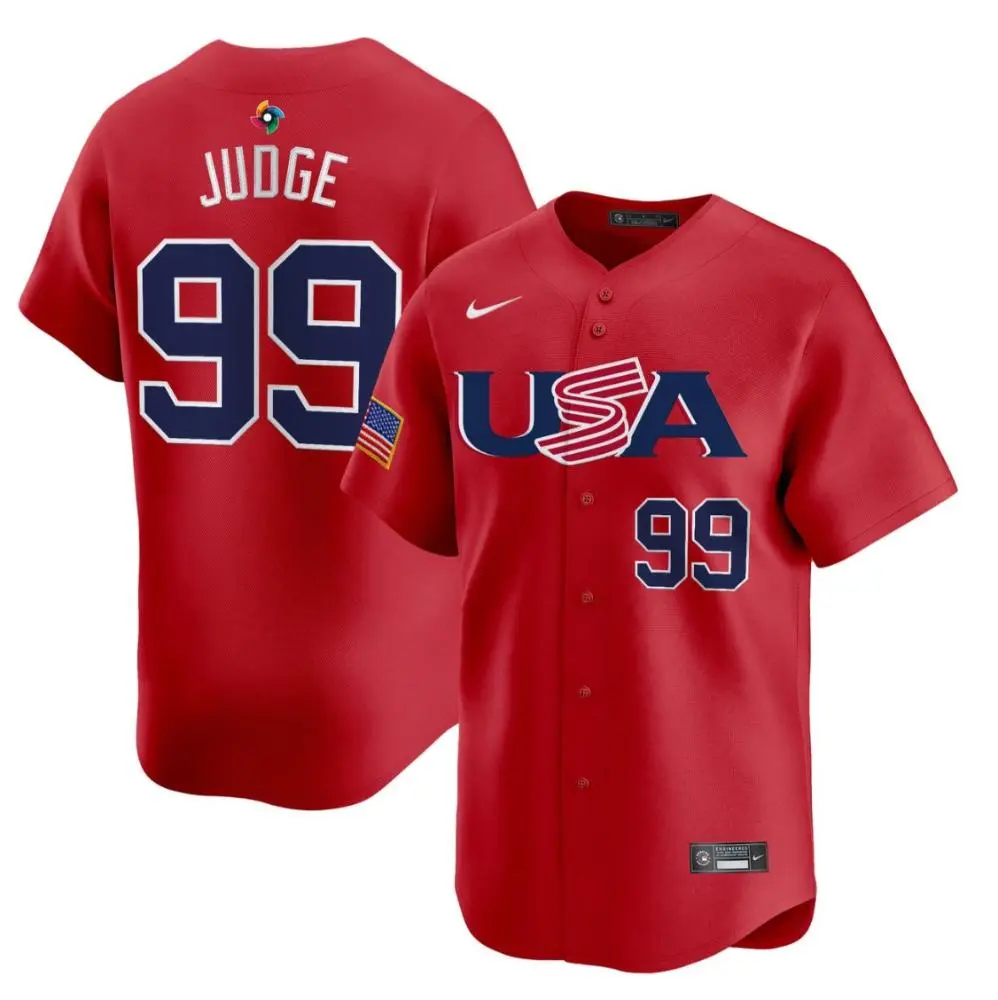 USA #99 Aaron Judge Nike Red 2023 World Baseball Classic Game Jersey