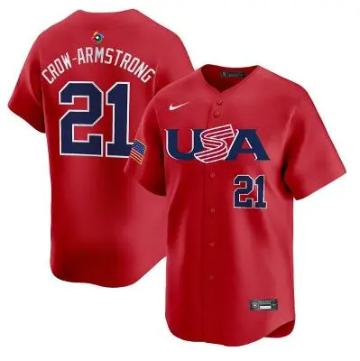 USA #21 Pete Crow-Armstrong Nike Red 2023 World Baseball Classic Game Jersey