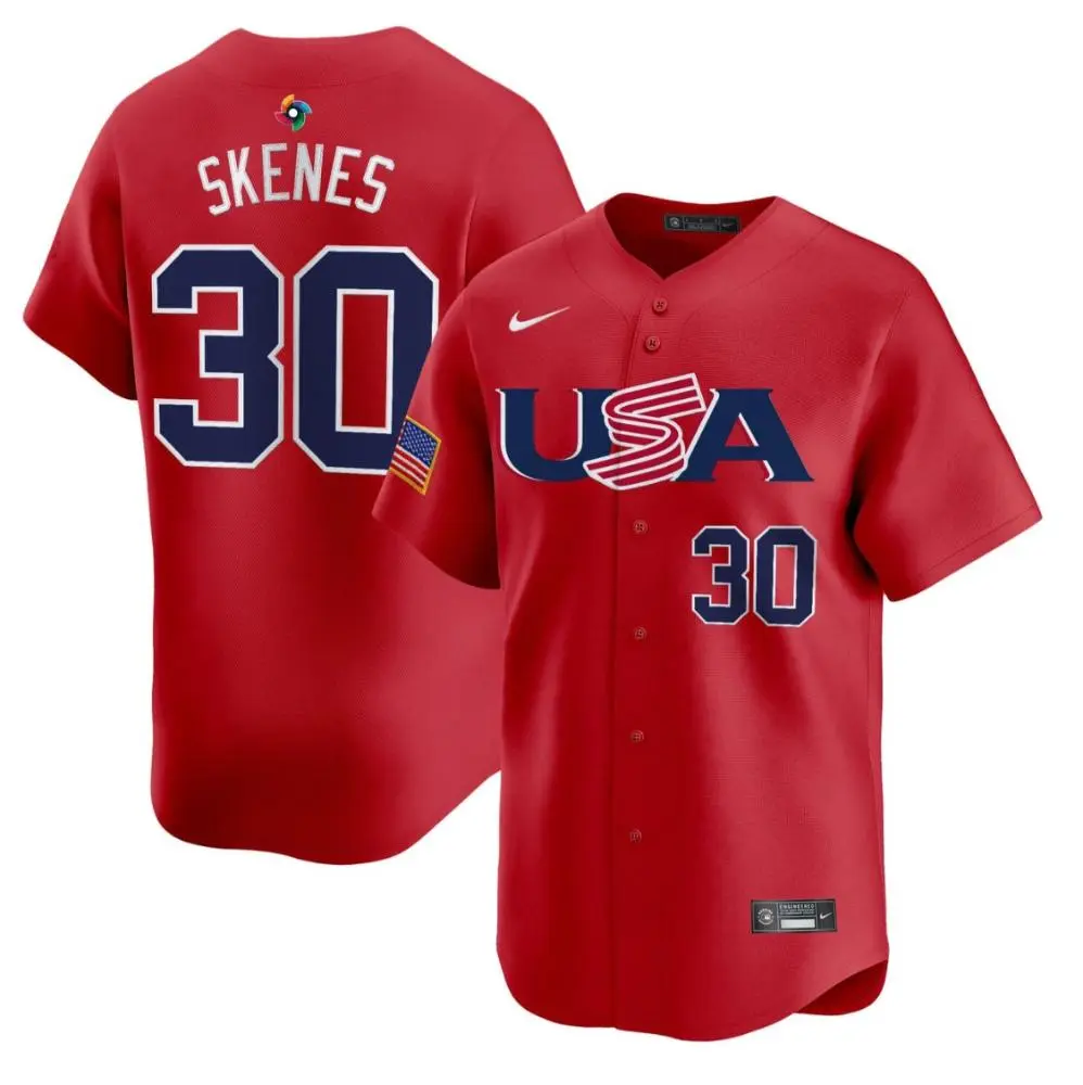 USA #30 Paul Skenes Nike Red 2023 World Baseball Classic Game Jersey