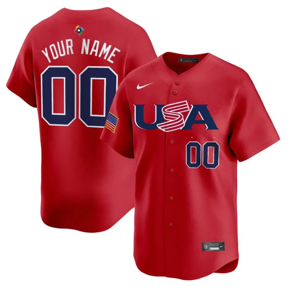 USA Custom Nike Red 2023 World Baseball Classic Game Jersey