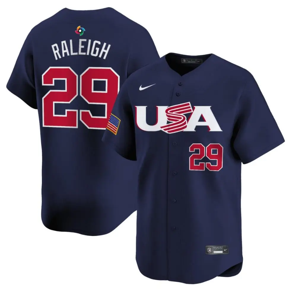 USA #29 Cal Raleigh Nike Navy 2023 World Baseball Classic Game Jersey