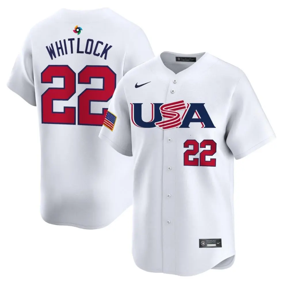 USA #22 Garrett Whitlock Nike White 2023 World Baseball Classic Game Jersey