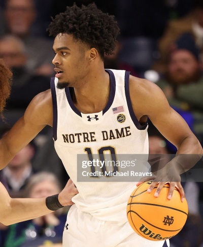 Notre Dame Fighting Irish #10 Jalen Haralson White Navy Notre Dame College Basketball Game Jersey