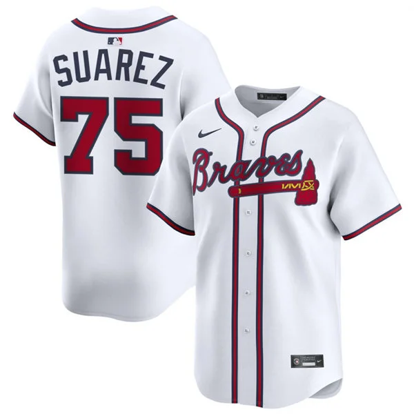 Mens Atlanta Braves #75 Robert Suarez Nike Home White Limited Jersey