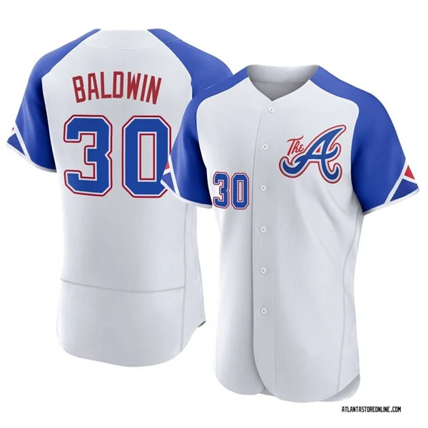 Mens Atlanta Braves #30 Drake Baldwin White City Connect Jersey