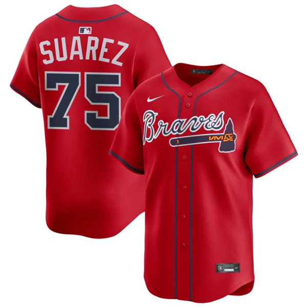 Mens Atlanta Braves #75 Robert Suarez Nike Red Alternate Limited Jersey