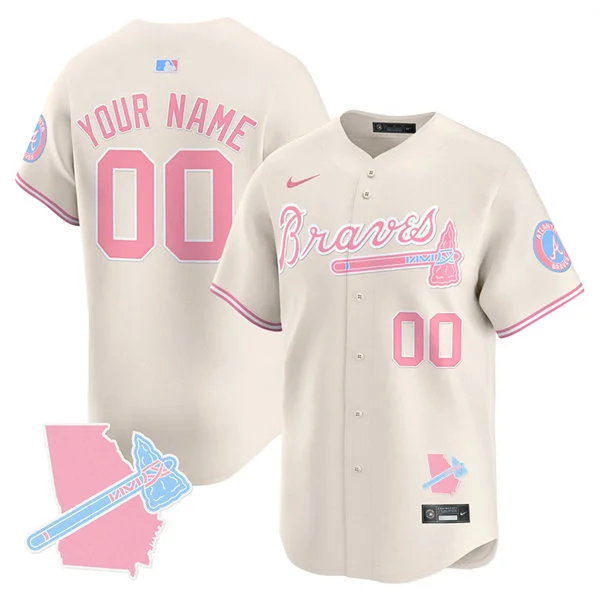 Atlanta Braves Peach Vapor Limited Custom Jersey Cream