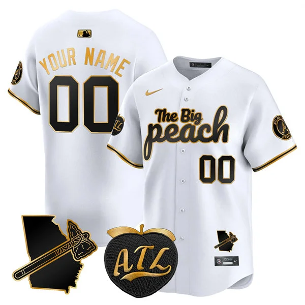 Atlanta Braves Peach Vapor Limited Custom Jersey White