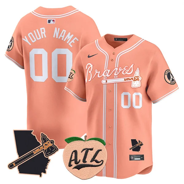 Atlanta Braves Custom Orange Strip Vapor Limited Peach Jersey