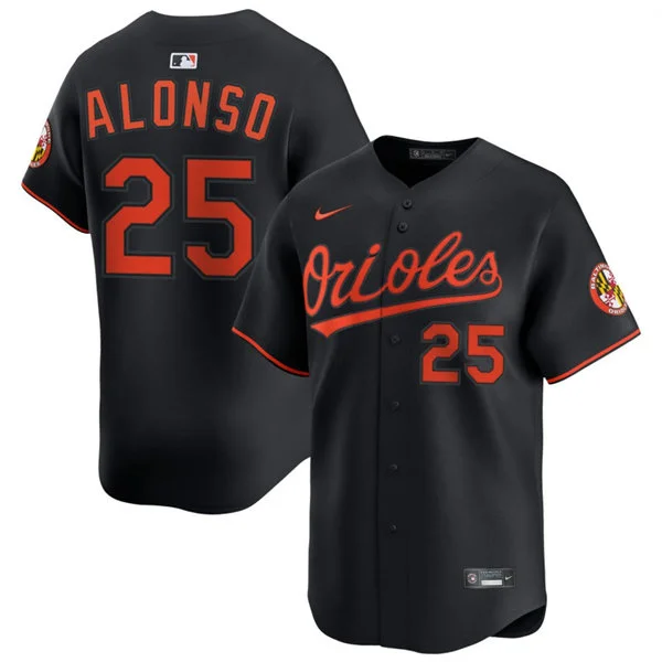 Mens Baltimore Orioles #25 Pete Alonso Nike Black Alternate Limited Player Jersey