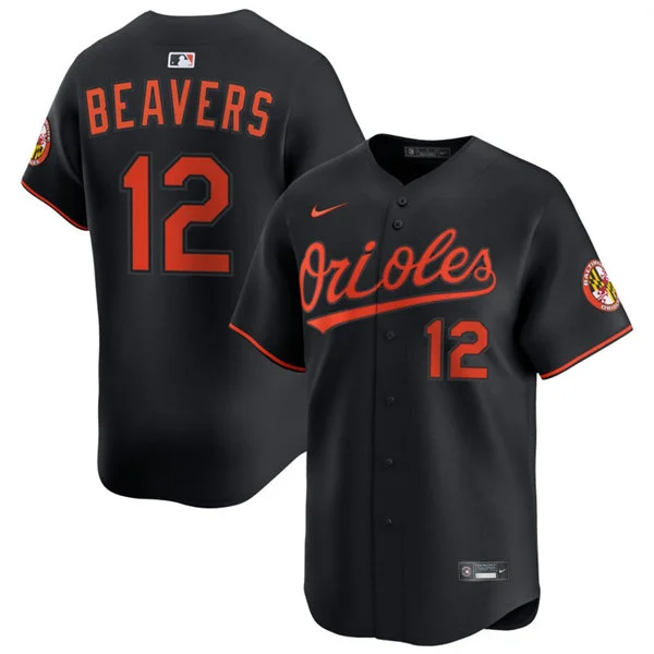 Mens Baltimore Orioles #12 Dylan Beavers Nike Black Alternate Limited Player Jersey
