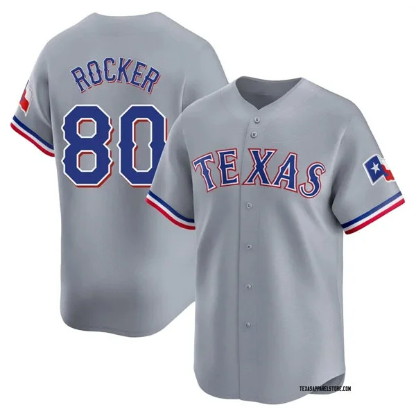 Mens Texas Rangers #80 Kumar Rocker Nike Gray Road Limited Jersey