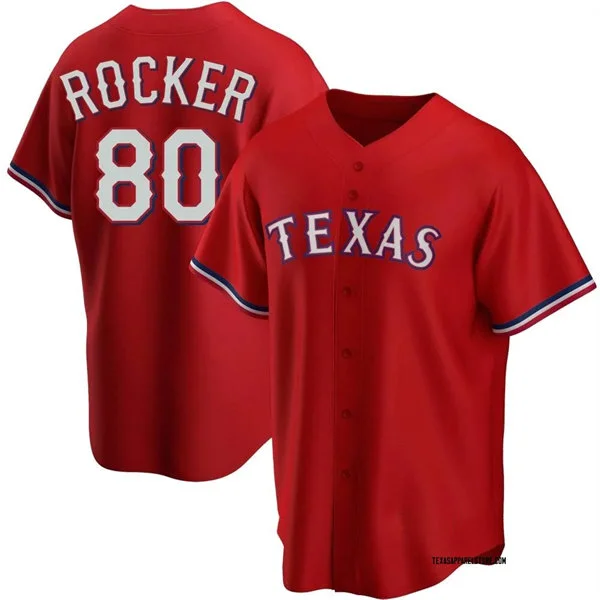 Mens Texas Rangers #80 Kumar Rocker Nike Red Alternate Limited Jersey