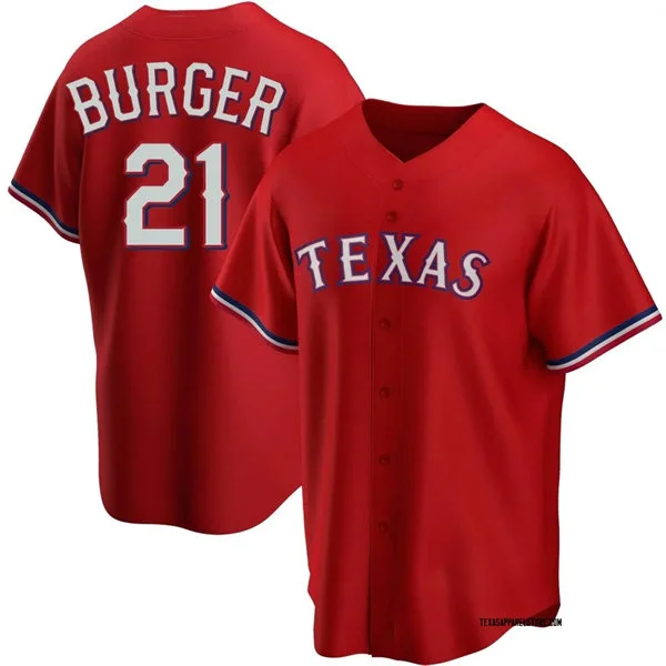Mens Texas Rangers #21 Jake Burger Nike Red Alternate Limited Jersey