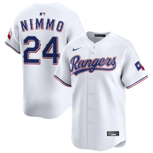 Mens Texas Rangers #24 Brandon Nimmo Nike White Home Limited Jersey