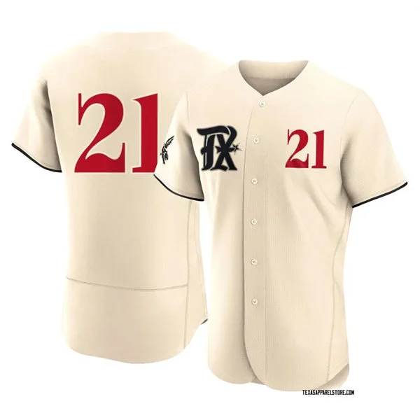 Mens Texas Rangers #21 Jake Burger Nike Cream City Connect Jersey